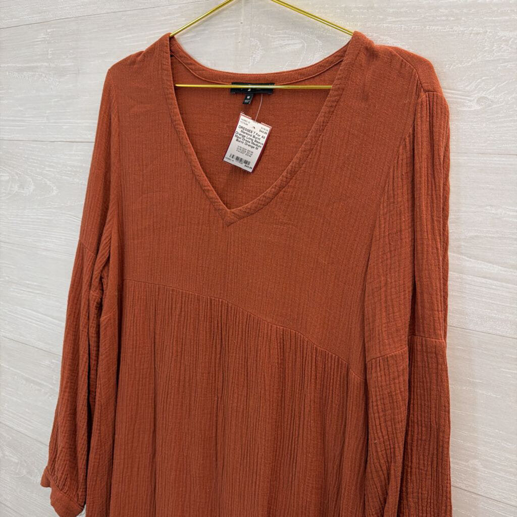 Burnt Orange Long Sleeve Maxi Dress Medium