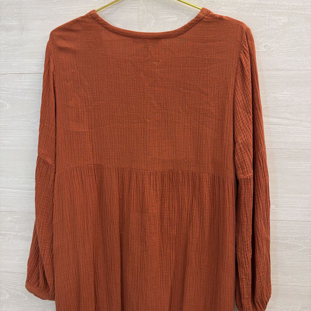 Burnt Orange Long Sleeve Maxi Dress Medium