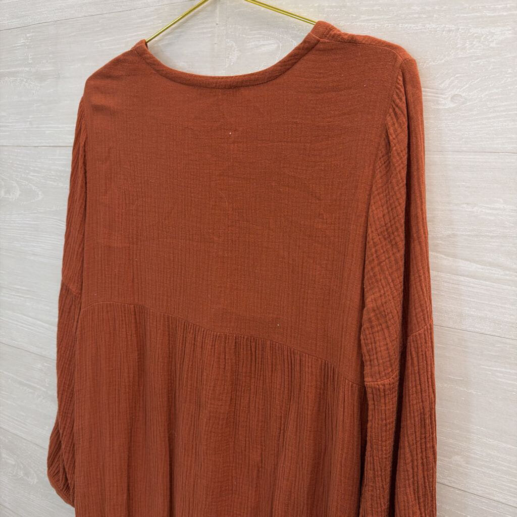 Burnt Orange Long Sleeve Maxi Dress Medium