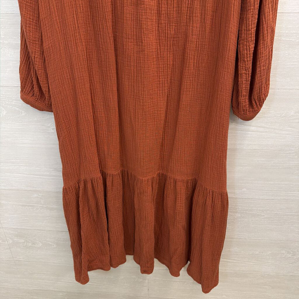 Burnt Orange Long Sleeve Maxi Dress Medium