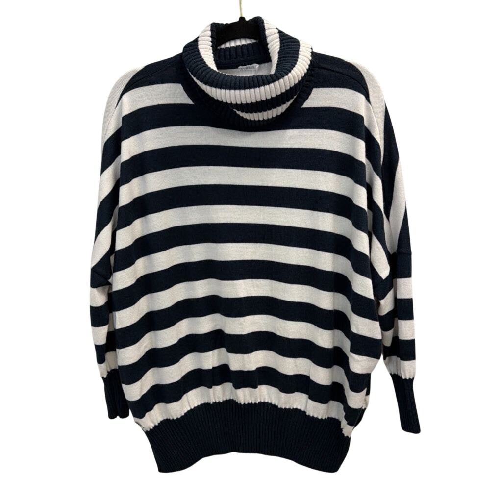 Navy/White Striped Turtle Neck Sweater O/S