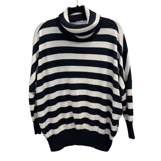 Navy/White Striped Turtle Neck Sweater O/S