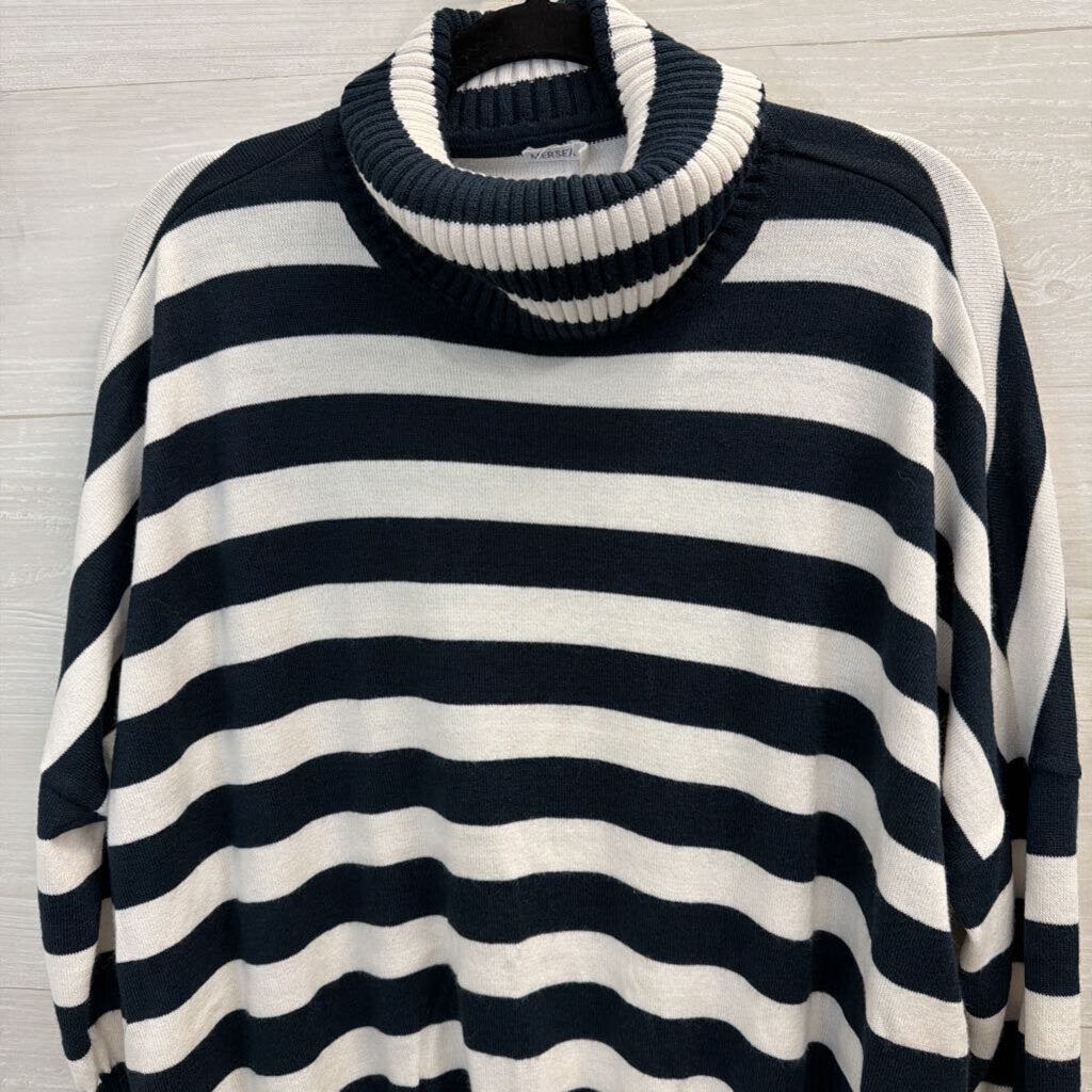 Navy/White Striped Turtle Neck Sweater O/S