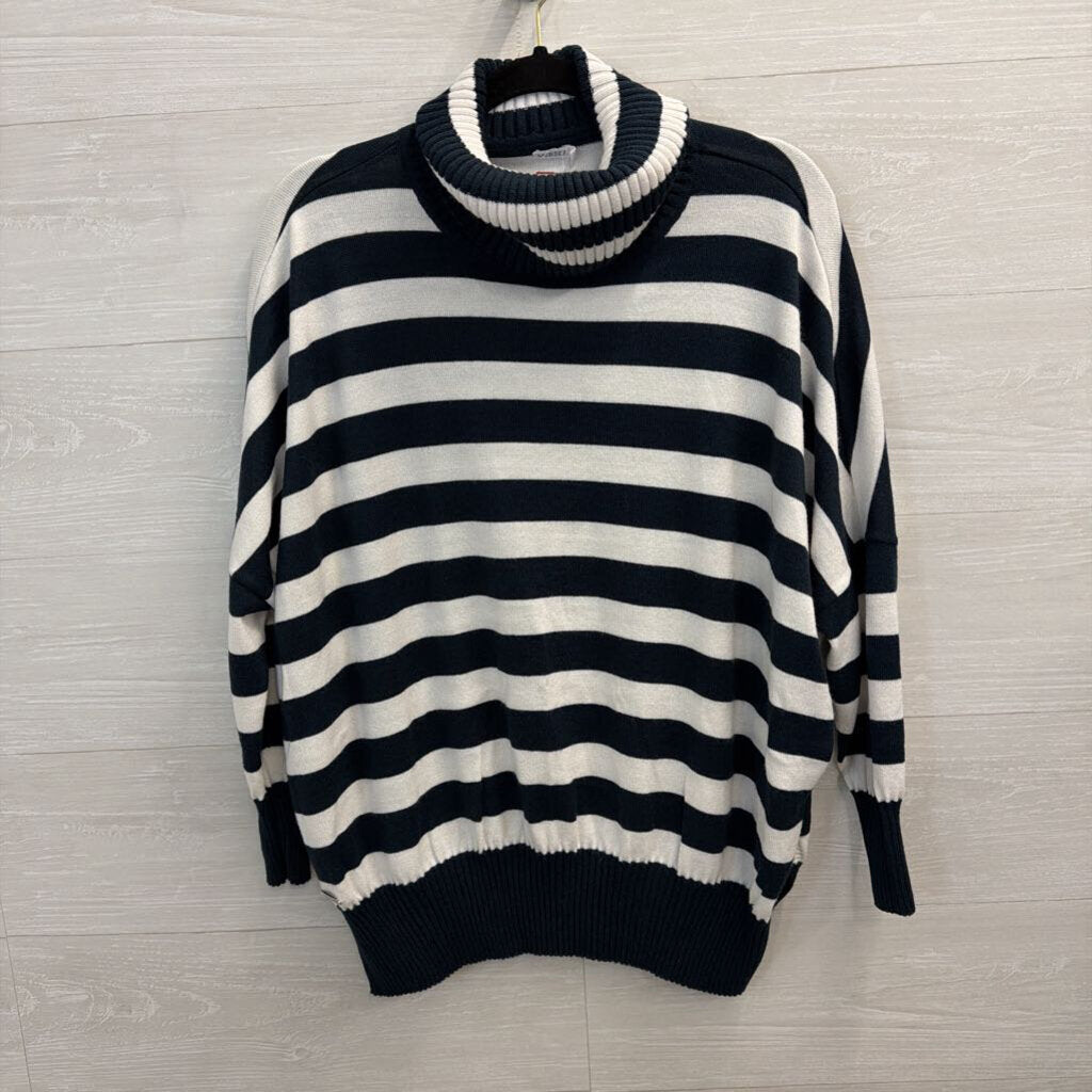 Navy/White Striped Turtle Neck Sweater O/S