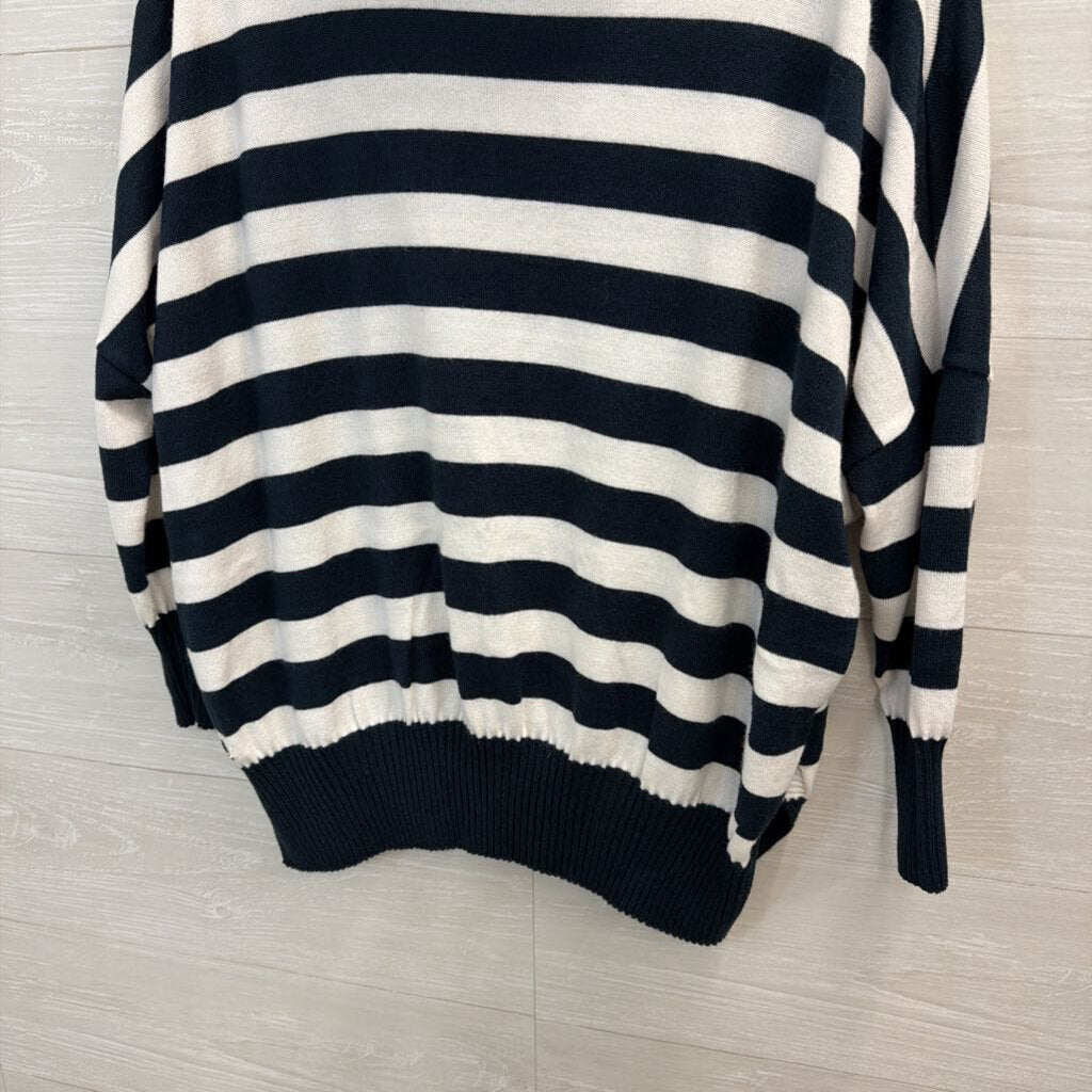 Navy/White Striped Turtle Neck Sweater O/S