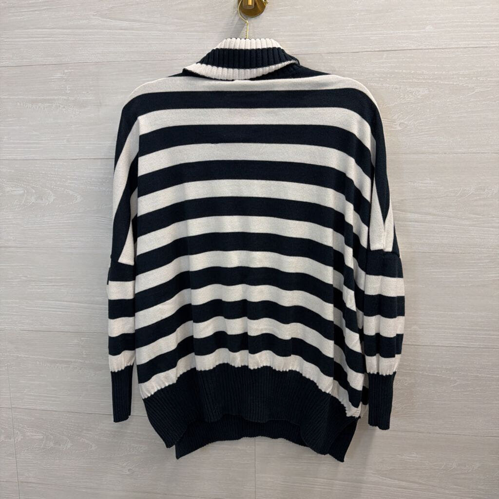 Navy/White Striped Turtle Neck Sweater O/S