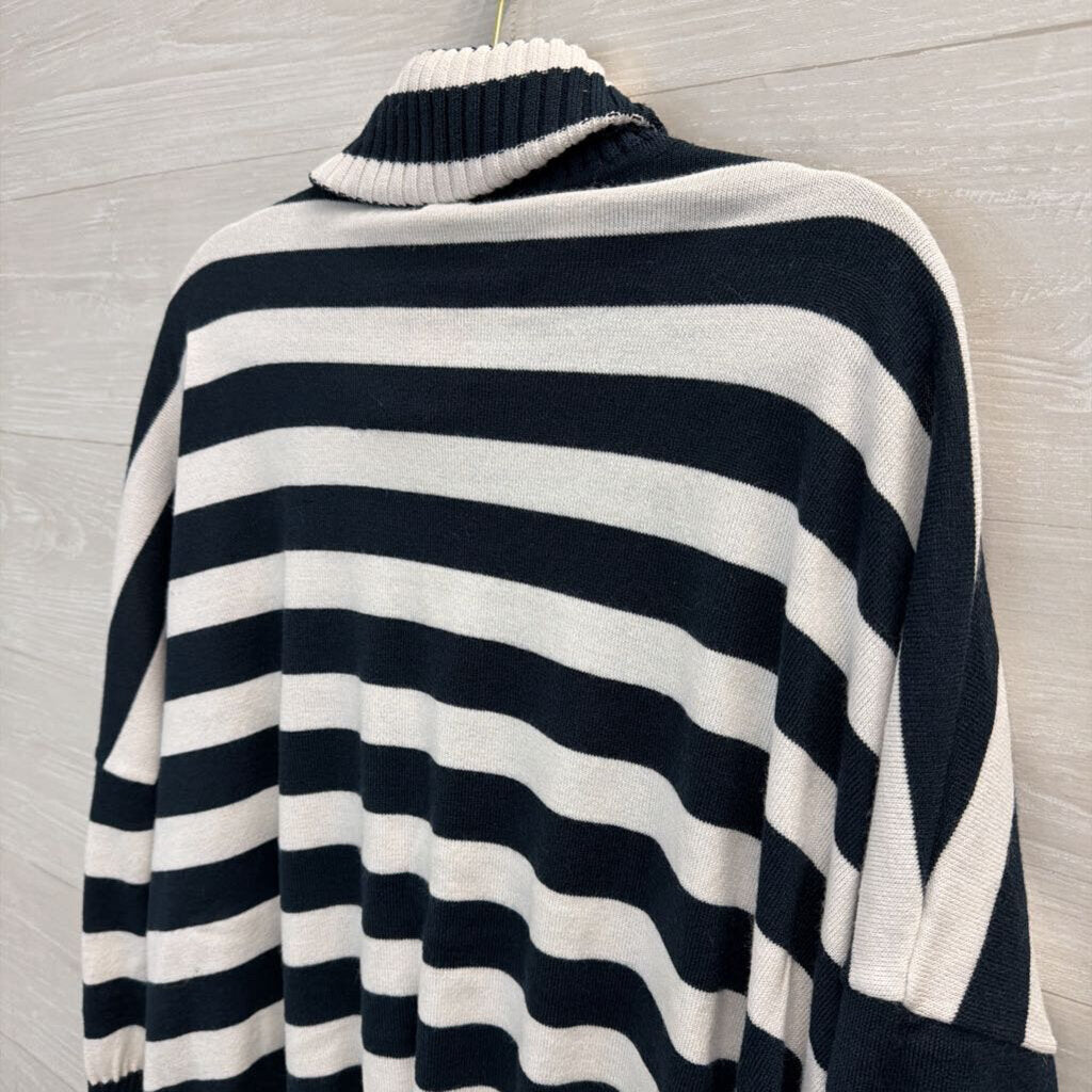 Navy/White Striped Turtle Neck Sweater O/S
