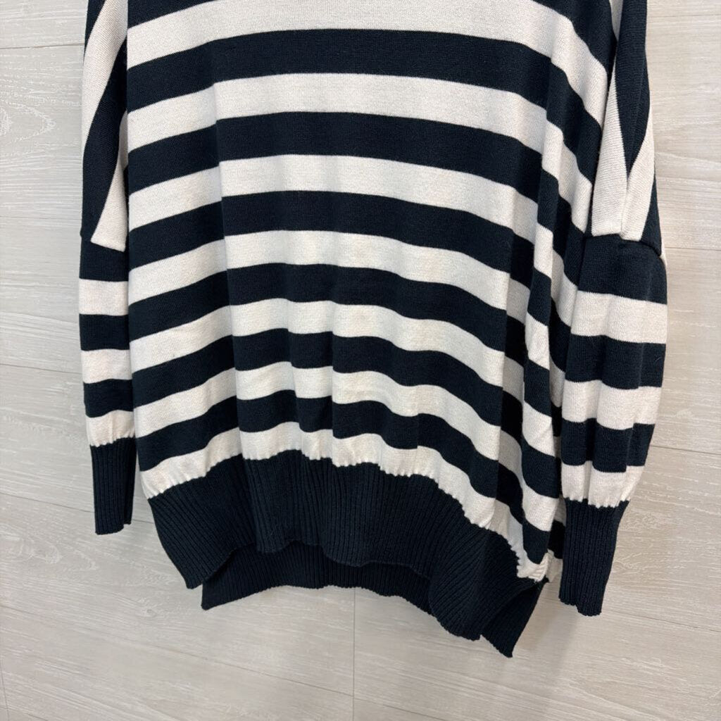 Navy/White Striped Turtle Neck Sweater O/S