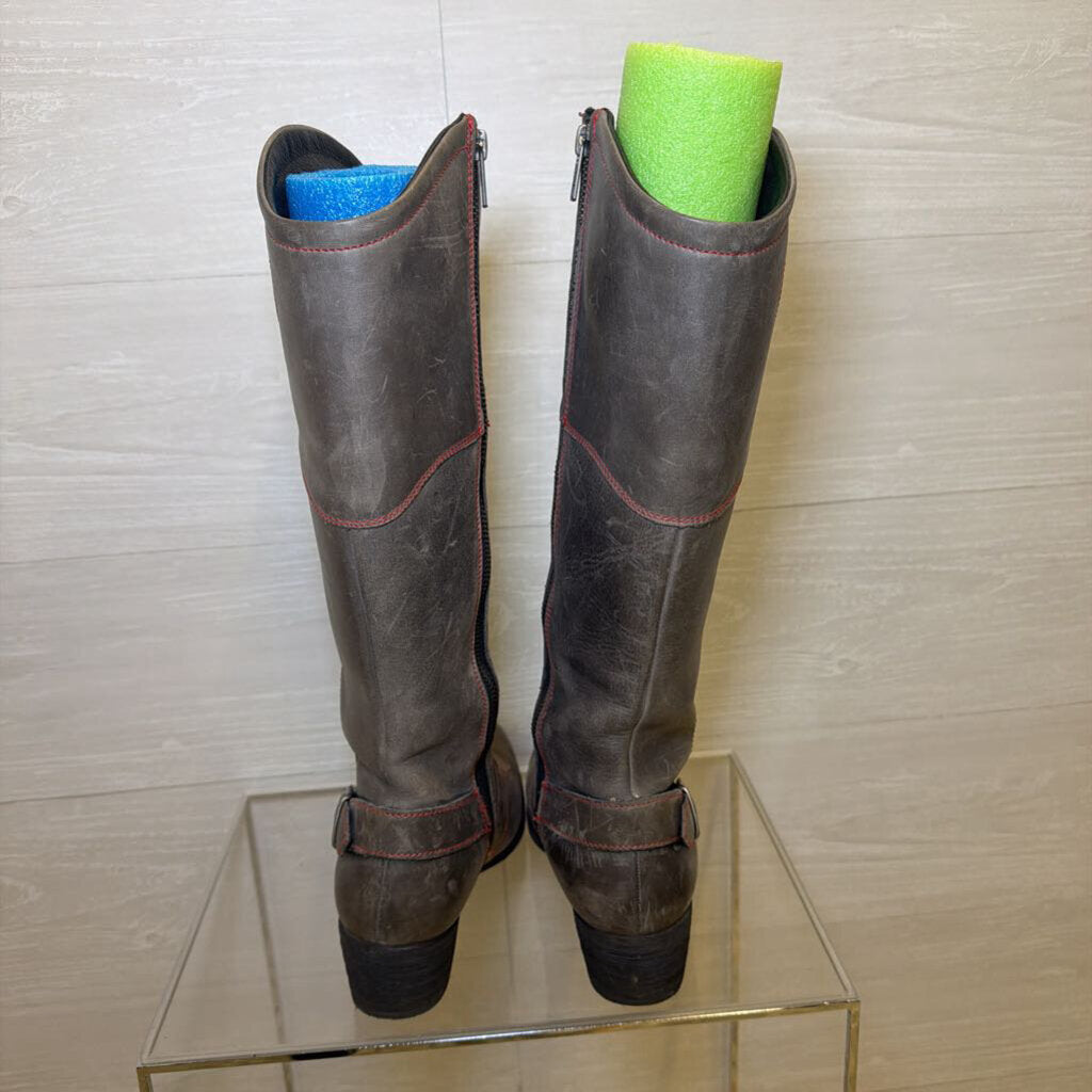 Grey/Red Tall Western Boots 7,5