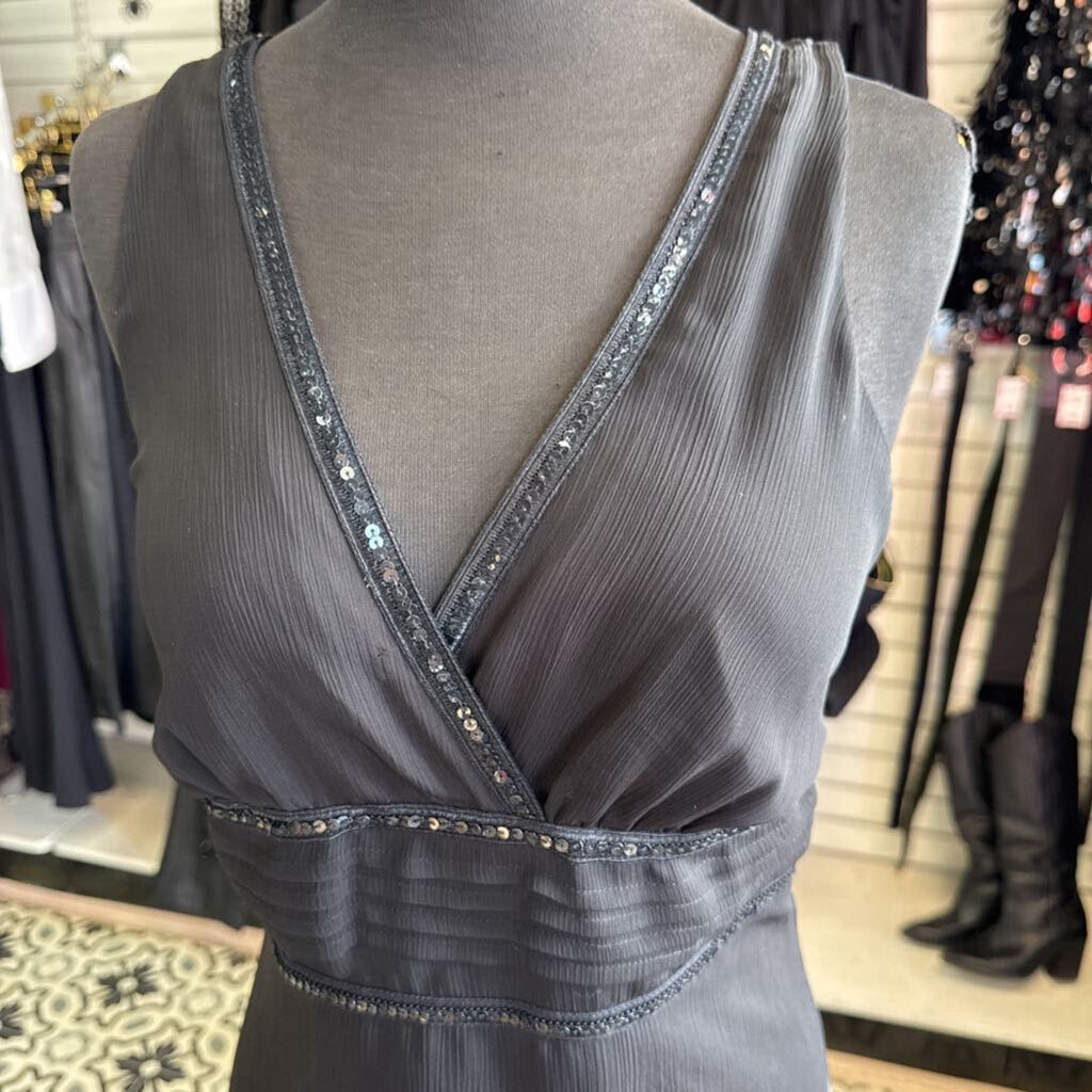 Black Midi Chiffon Cocktail Dress 9