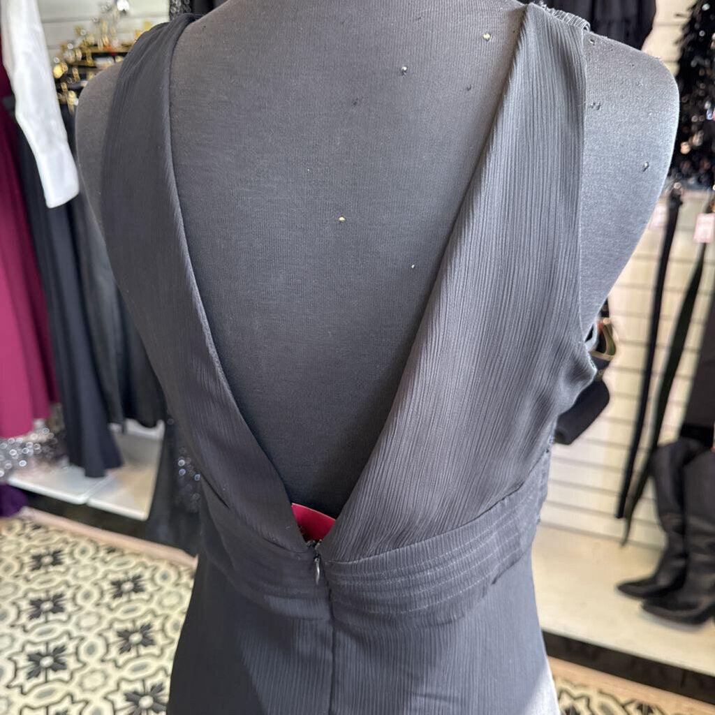 Black Midi Chiffon Cocktail Dress 9