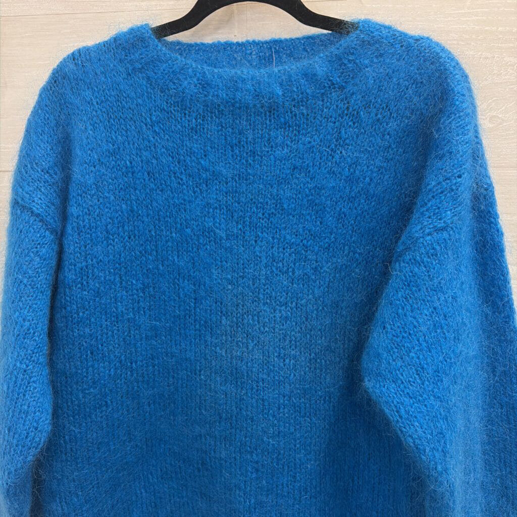 Bright Blue Fuzzy Sweater Medium