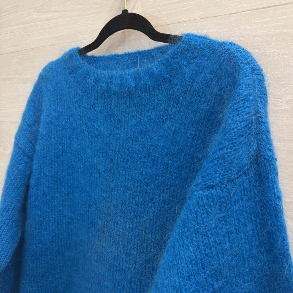 Bright Blue Fuzzy Sweater Medium