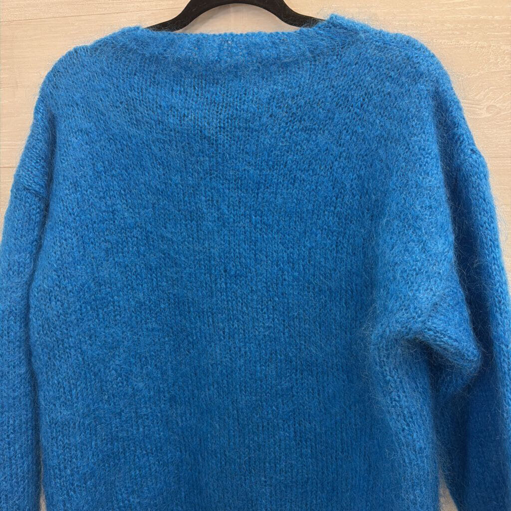Bright Blue Fuzzy Sweater Medium