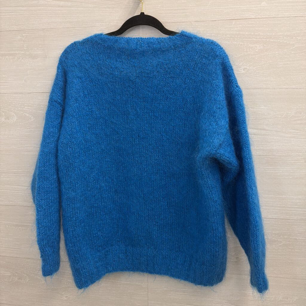 Bright Blue Fuzzy Sweater Medium