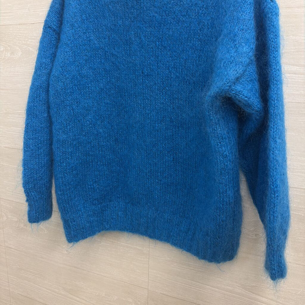 Bright Blue Fuzzy Sweater Medium
