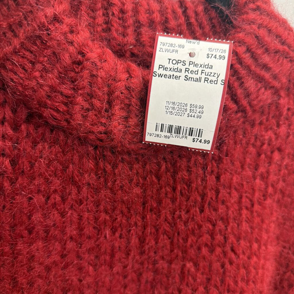 Plexida Red Fuzzy Sweater Small