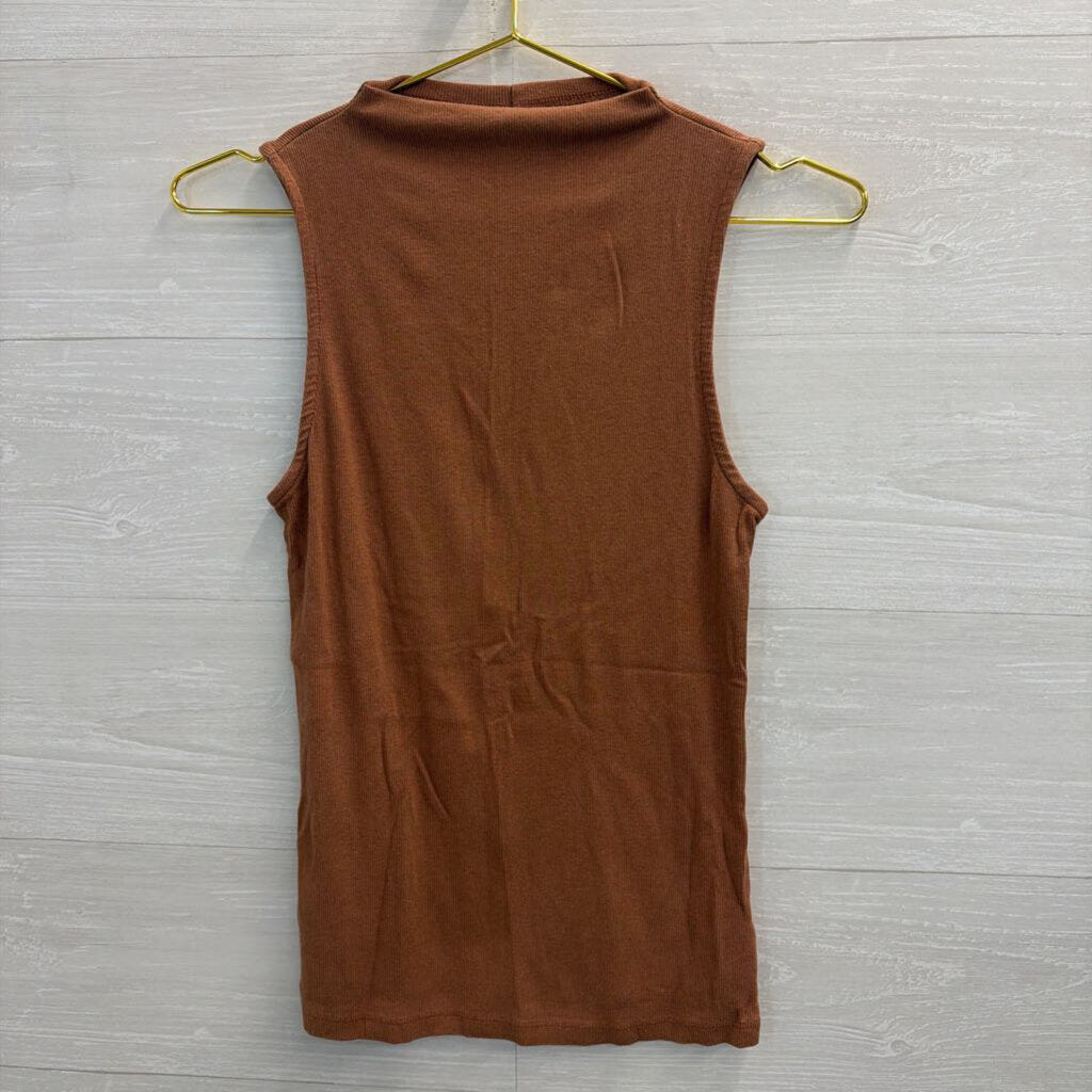 Brown Mock Neck Tank Top Small