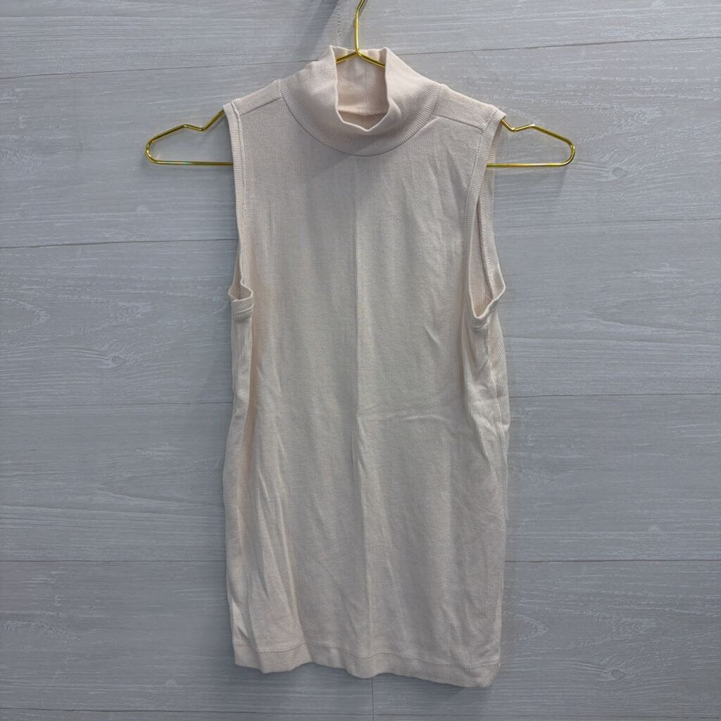 Cream Mock Neck Tank Top Small