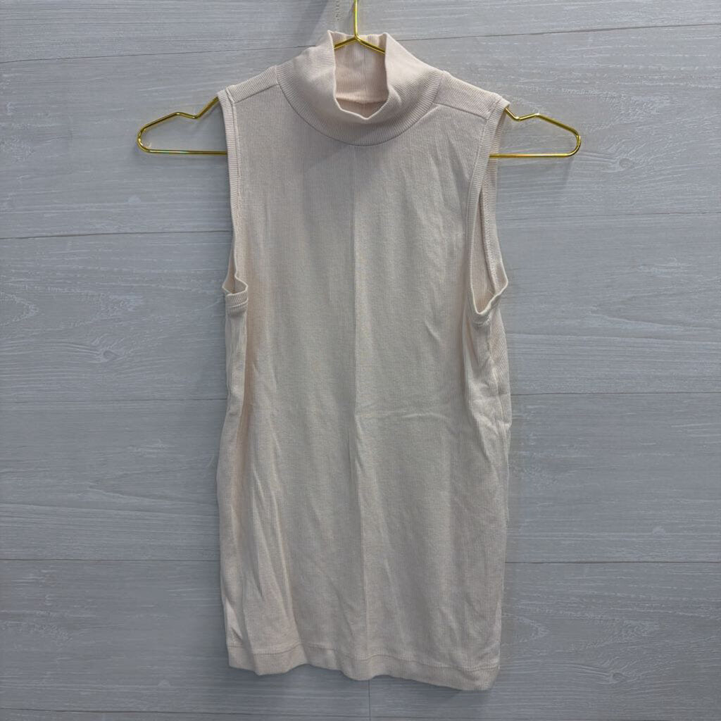 Cream Mock Neck Tank Top Small
