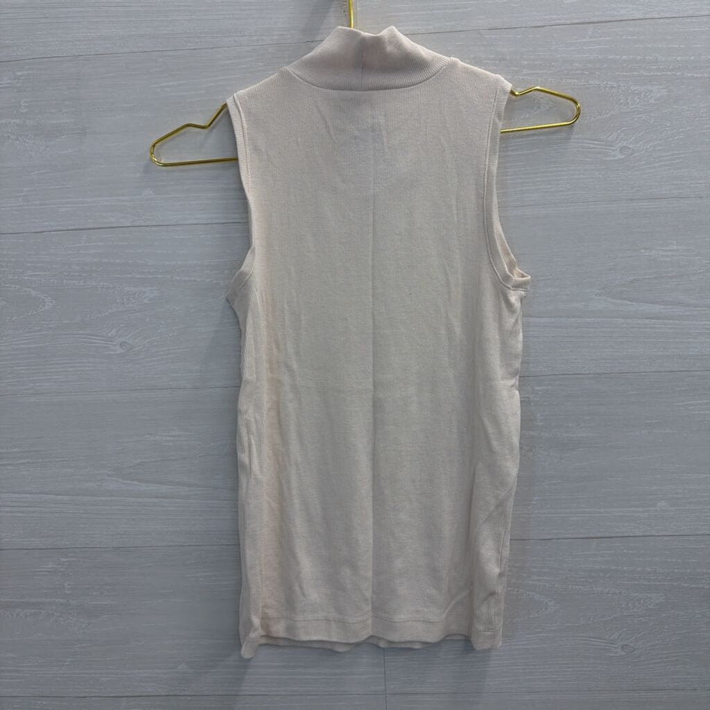 Cream Mock Neck Tank Top Small