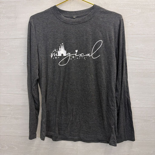 Magical Long Sleeve Charcoal Tee Small