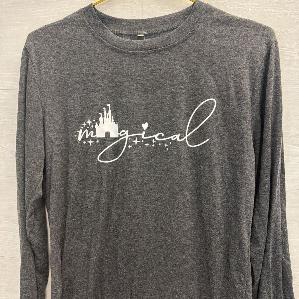 Magical Long Sleeve Charcoal Tee Small