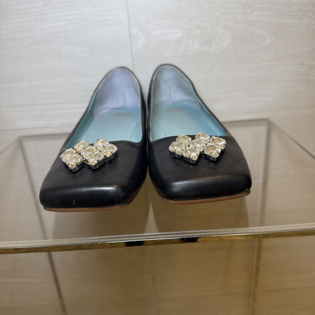 Frances Valentine Josephine Black Crystal Ballet Flats 8.5