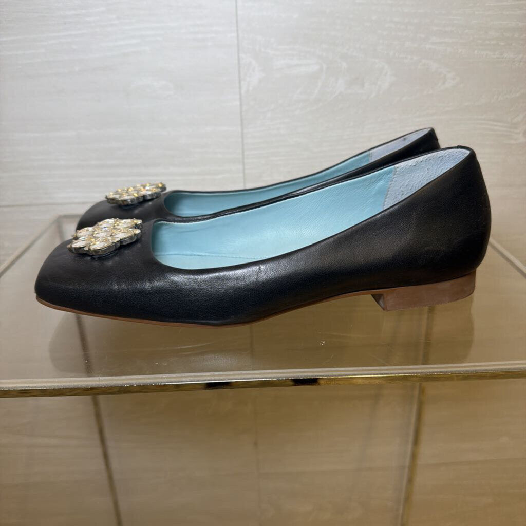 Frances Valentine Josephine Black Crystal Ballet Flats 8.5