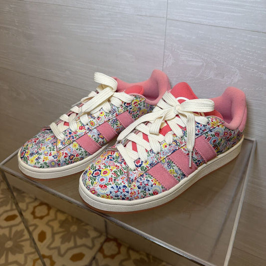 Adidas Floral Print Pink Stripe Sneakers 7.0