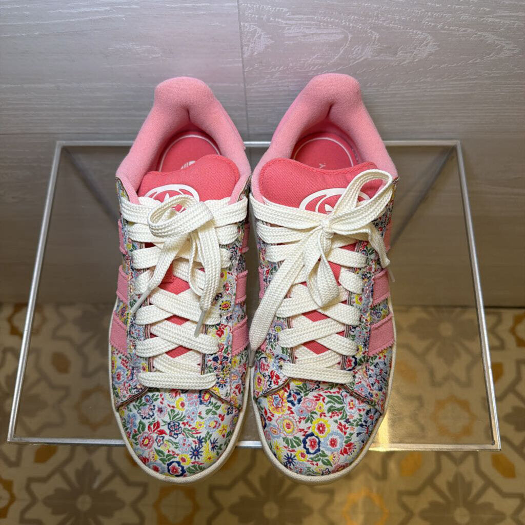 Adidas Floral Print Pink Stripe Sneakers 7.0