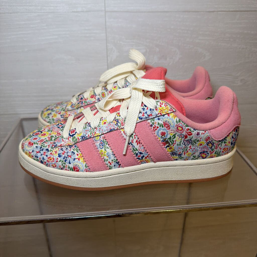 Adidas Floral Print Pink Stripe Sneakers 7.0