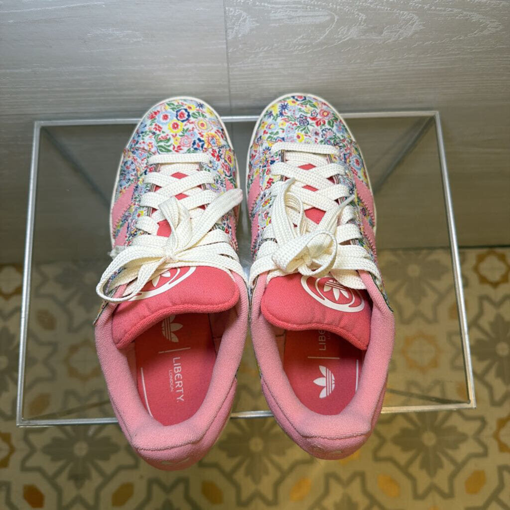 Adidas Floral Print Pink Stripe Sneakers 7.0