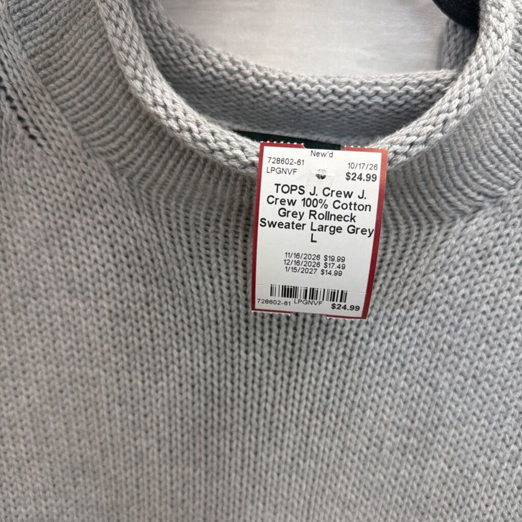 J. Crew 100% Cotton Grey Rollneck Sweater Large