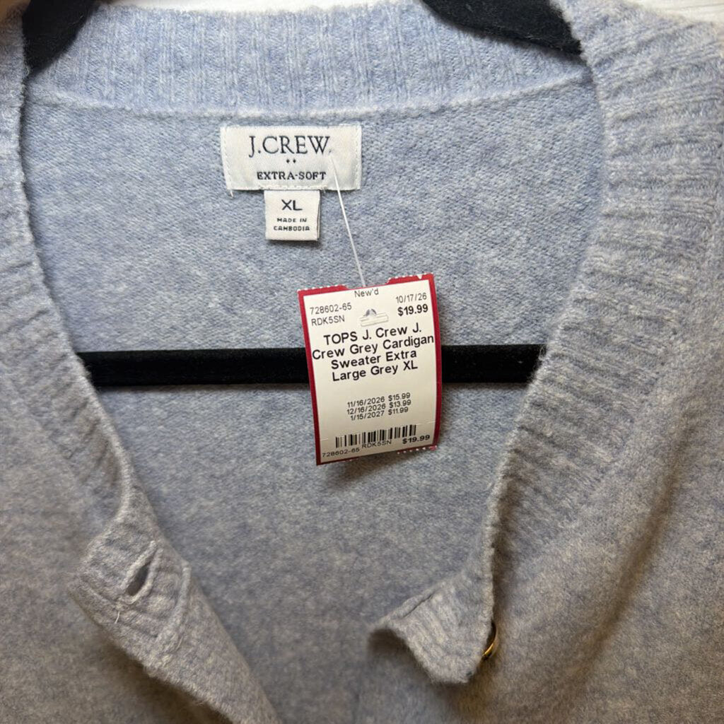 J. Crew Grey Cardigan Sweater Extra Large