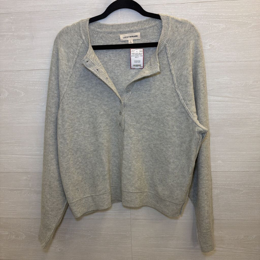 Lucky Brand Grey Button Henley Large