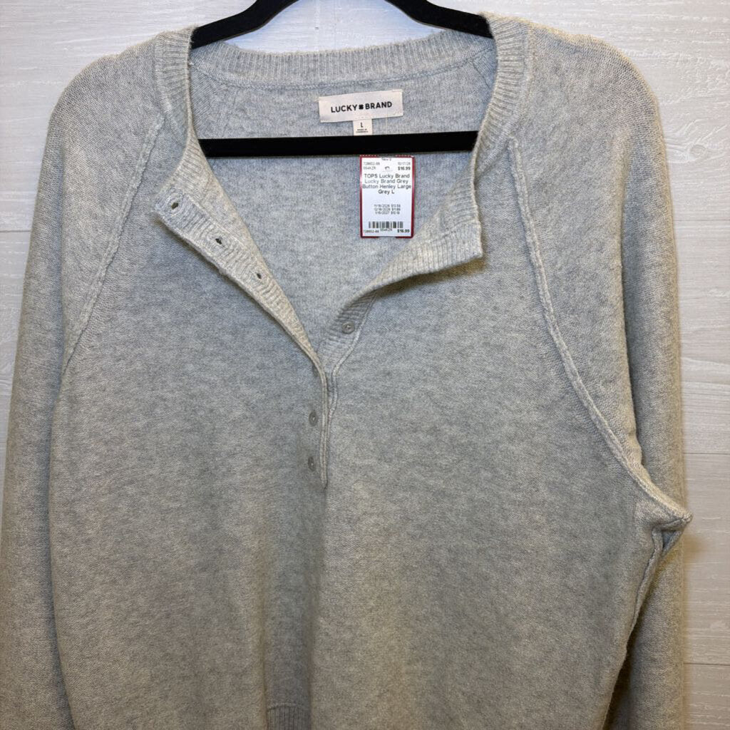 Lucky Brand Grey Button Henley Large