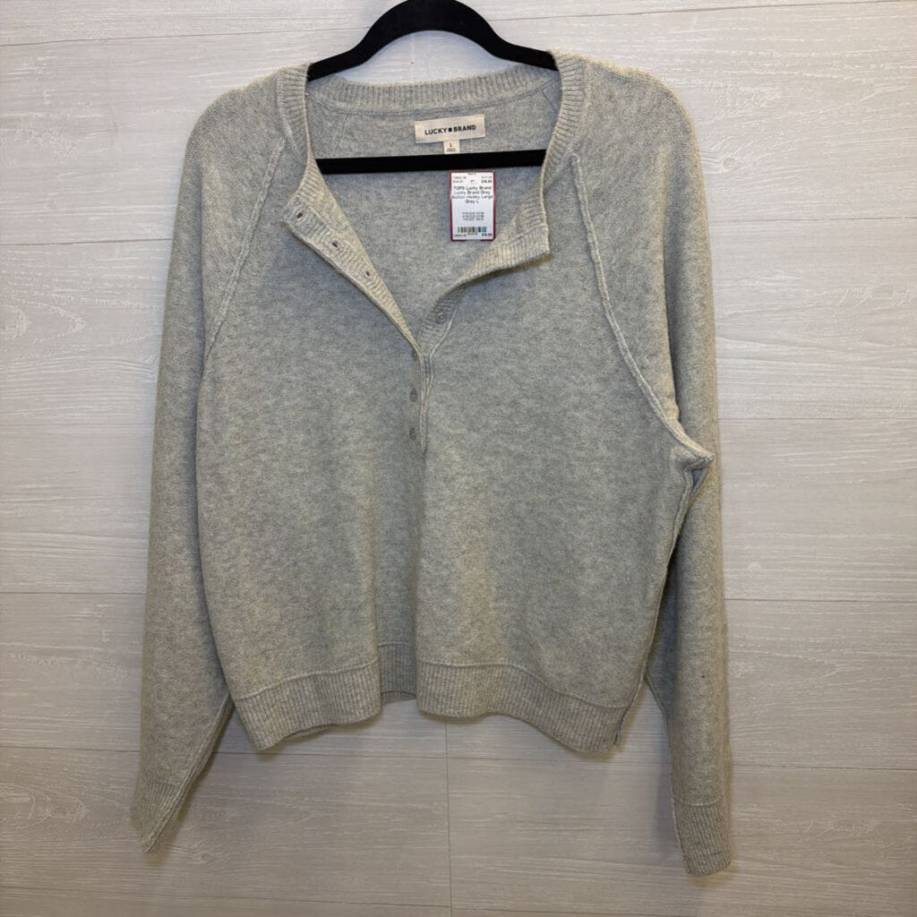 Lucky Brand Grey Button Henley Large