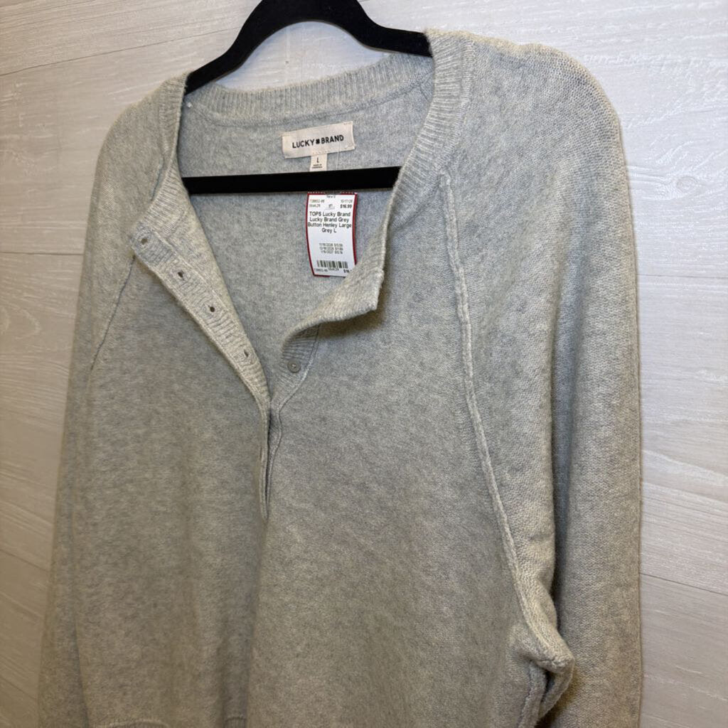 Lucky Brand Grey Button Henley Large