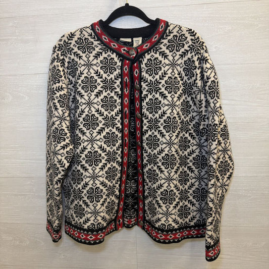 LL Bean Vintage Nordic Snowflake Cardigan Large