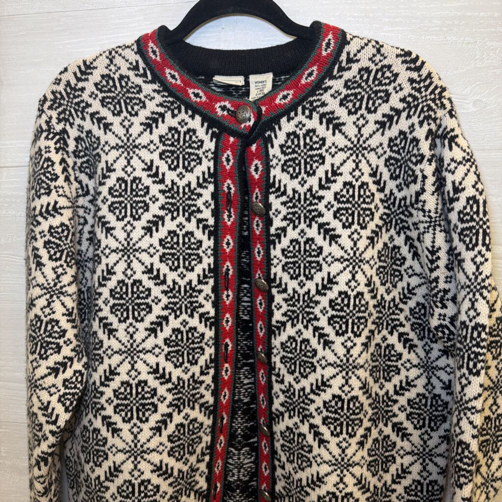 LL Bean Vintage Nordic Snowflake Cardigan Large