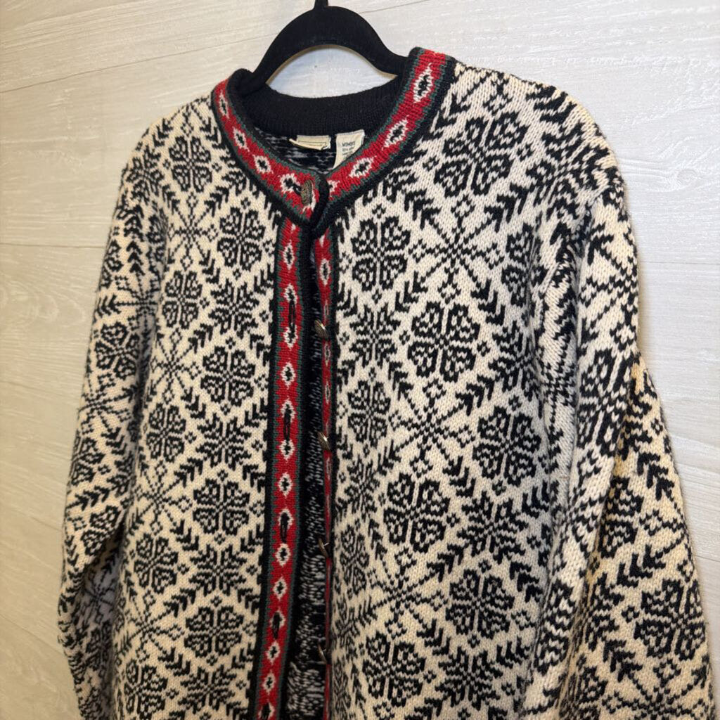 LL Bean Vintage Nordic Snowflake Cardigan Large