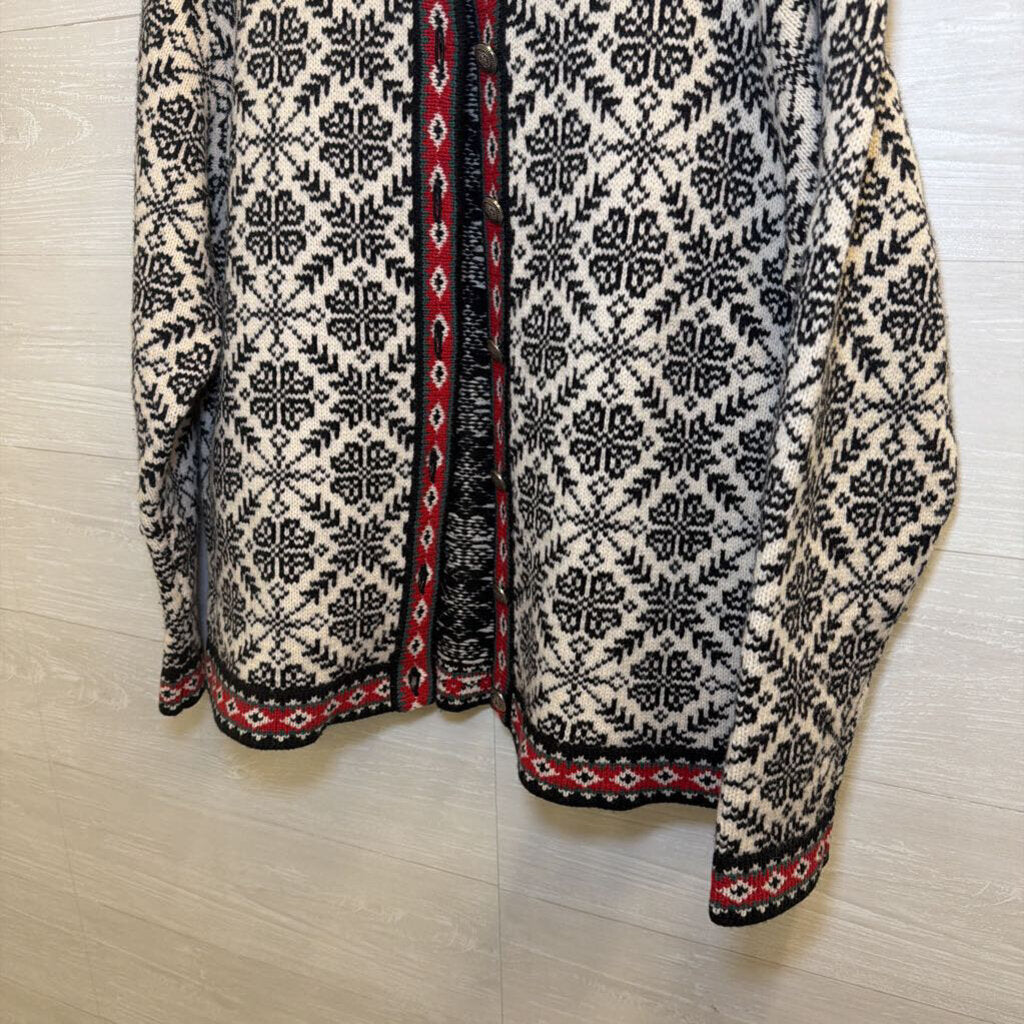 LL Bean Vintage Nordic Snowflake Cardigan Large
