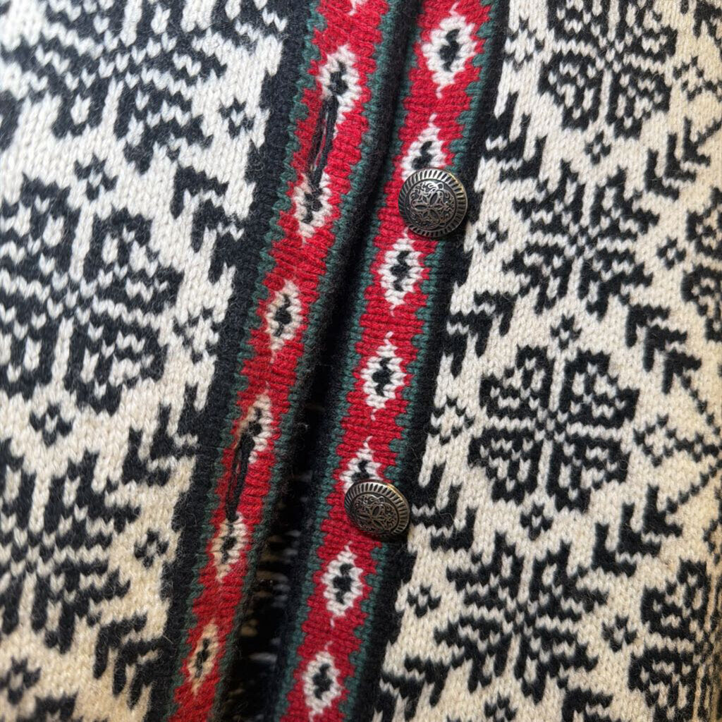 LL Bean Vintage Nordic Snowflake Cardigan Large