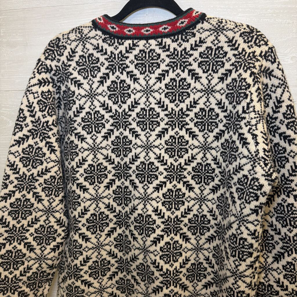 LL Bean Vintage Nordic Snowflake Cardigan Large