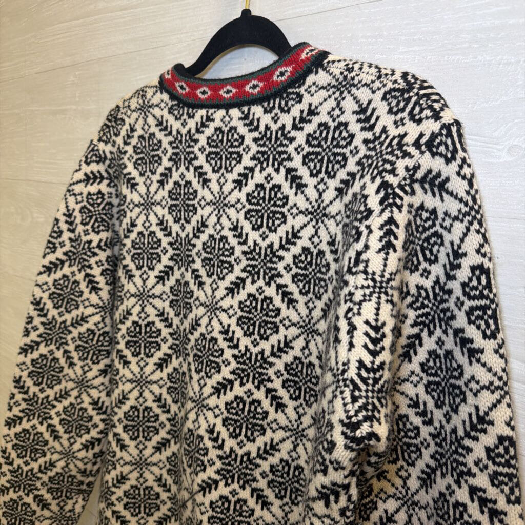 LL Bean Vintage Nordic Snowflake Cardigan Large