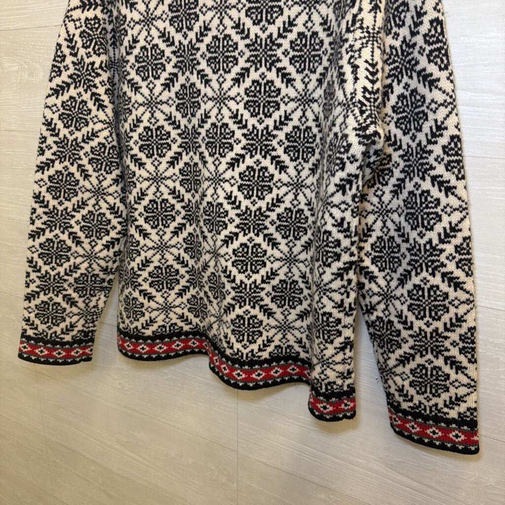 LL Bean Vintage Nordic Snowflake Cardigan Large