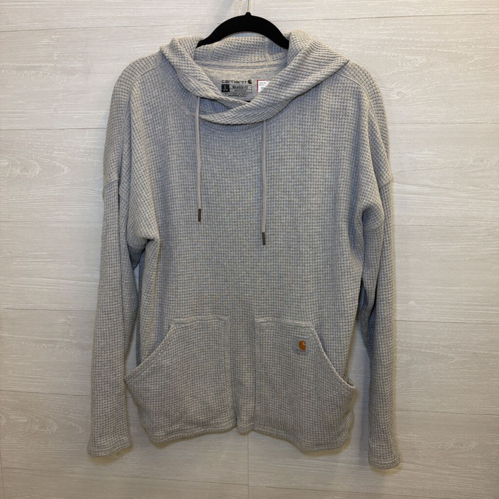 Carhartt Grey Waffle Hooded Long Sleeve Large