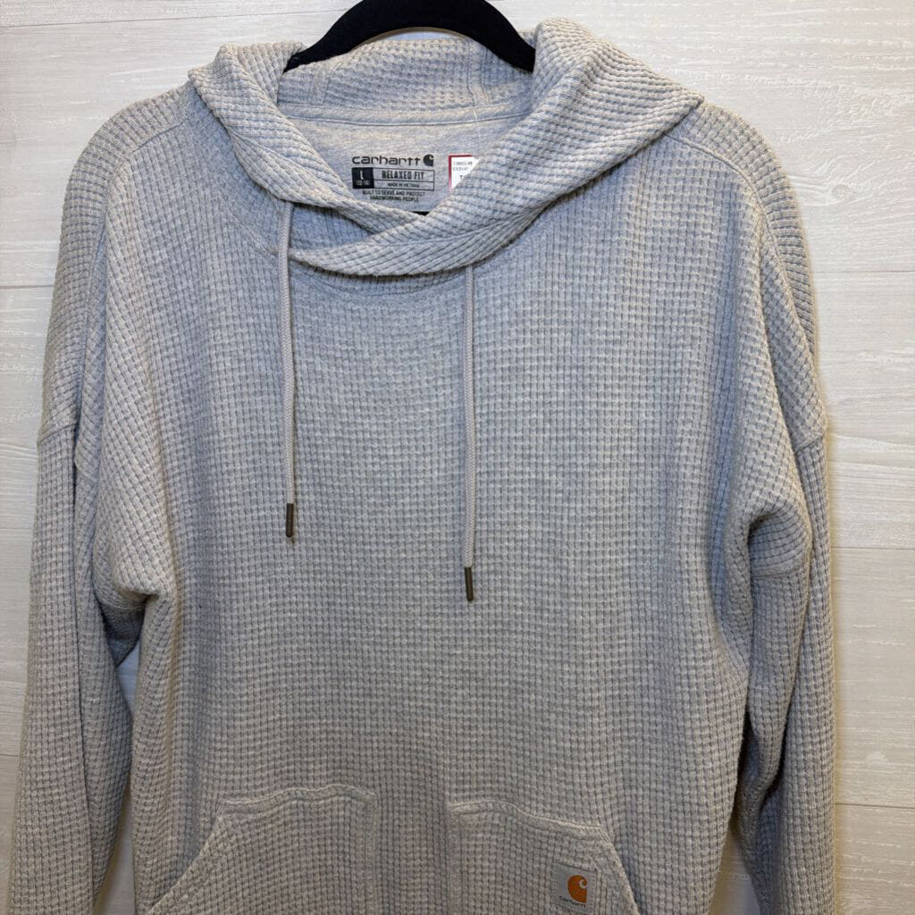 Carhartt Grey Waffle Hooded Long Sleeve Large