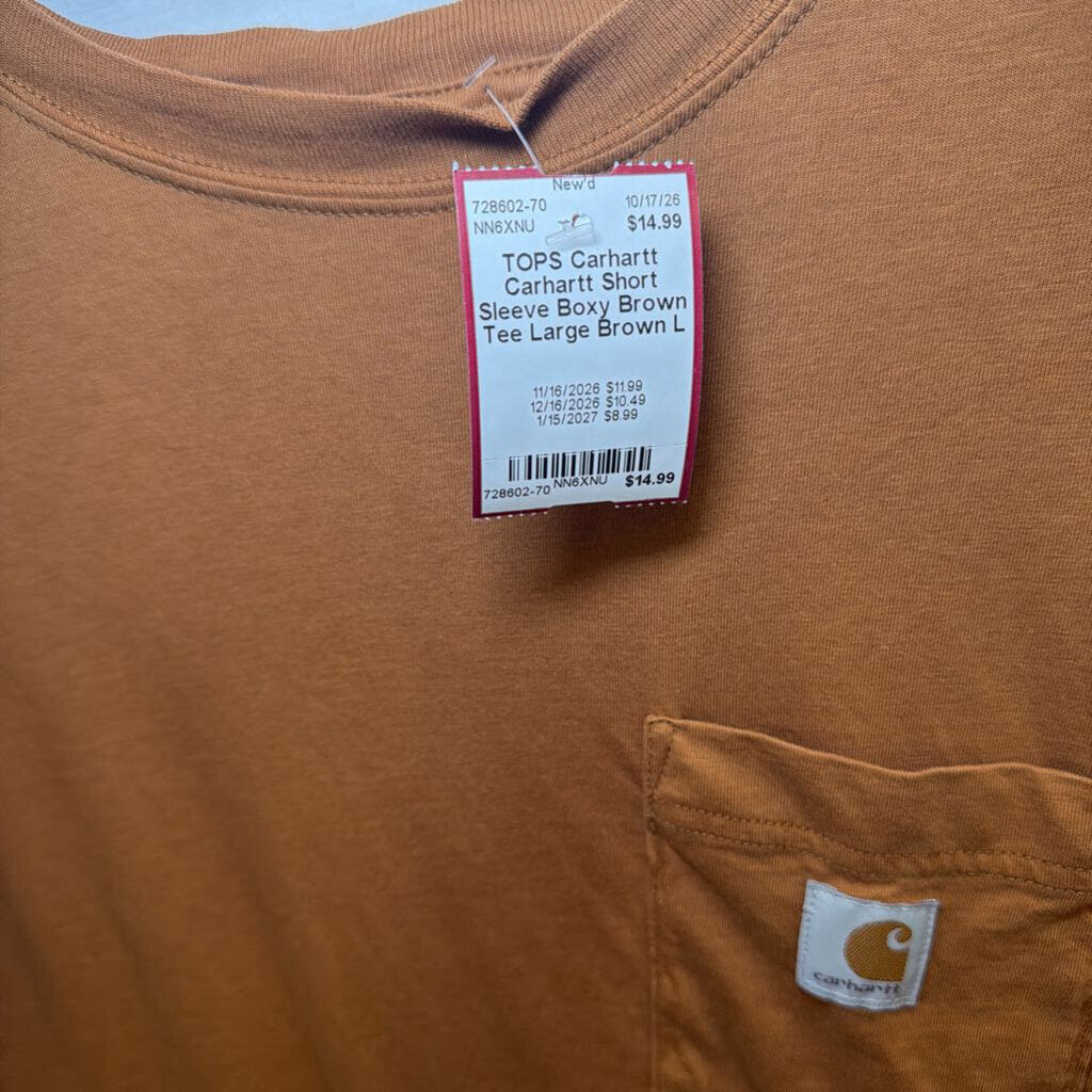 Carhartt Short Sleeve Boxy Brown Tee Large